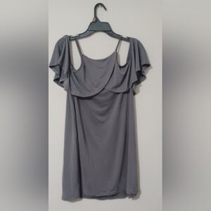 Rue21 Charcoal Ruffle Sleeve With Off Shoulder Short Sleeve Mini Dress Size L